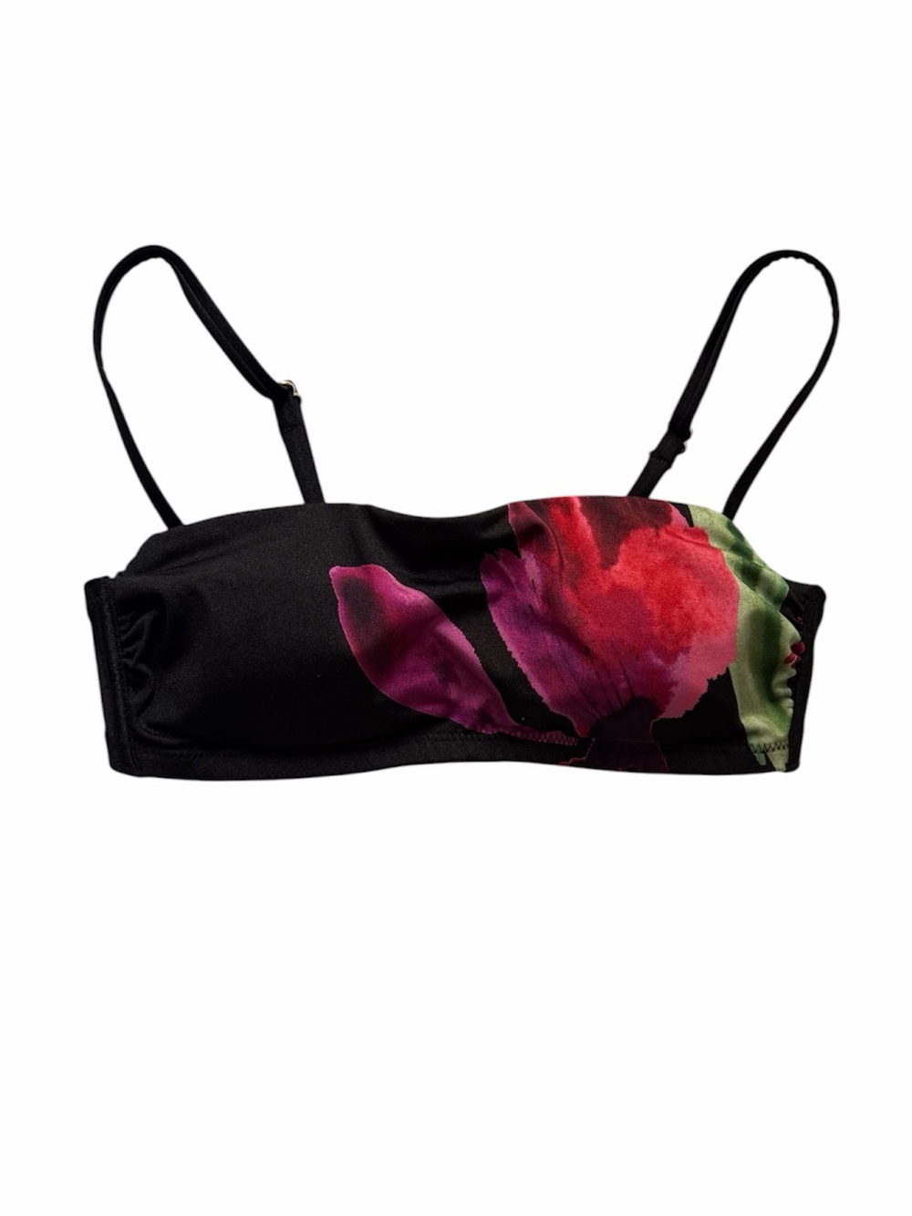 Target Black Bandeau Bikini Top with Red and Pink Floral Print